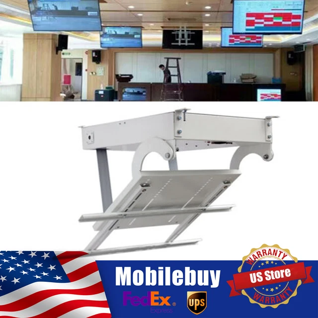 90° Rotation TV Bracket Ceiling Hanger Mounted Screen Remote Lift Turner 32"-70"