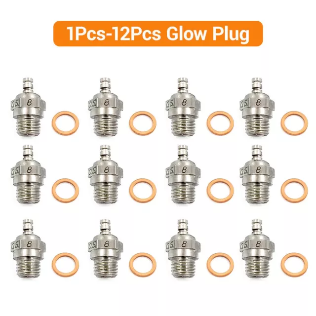 1-12PCS OS Glow Plug No.8 Standard Glow Plug Spark Medium For RC Nitro Engine