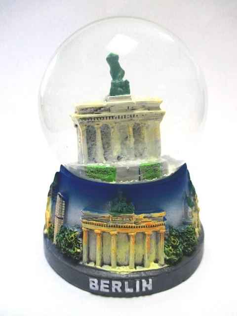 Palla di Neve Berlino Porta Brandeburgo 9,5 CM Souvenir Germania Snowglobe