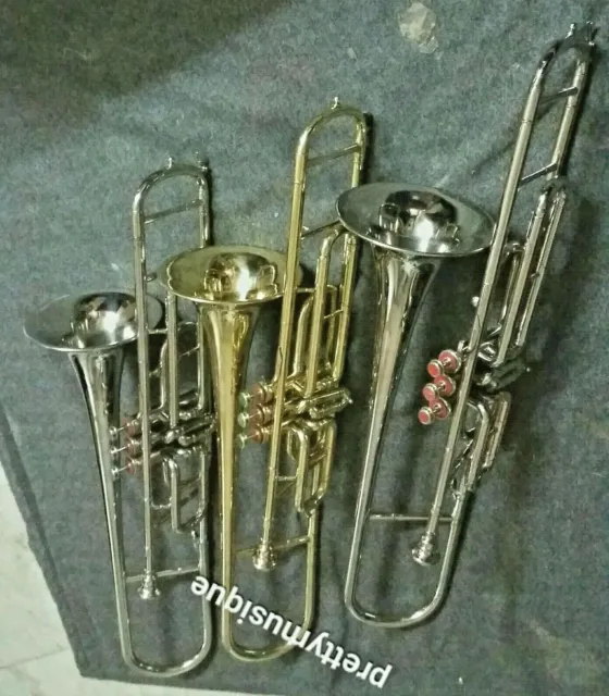VALVE Trombone Made Of Pure Brass Metal + Mouthpc + Case Any One PC