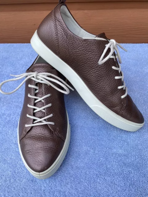 Ecco Brown Leather Casual Classic Lace Up Shoes Sneakers Womens Size 6 EU 37