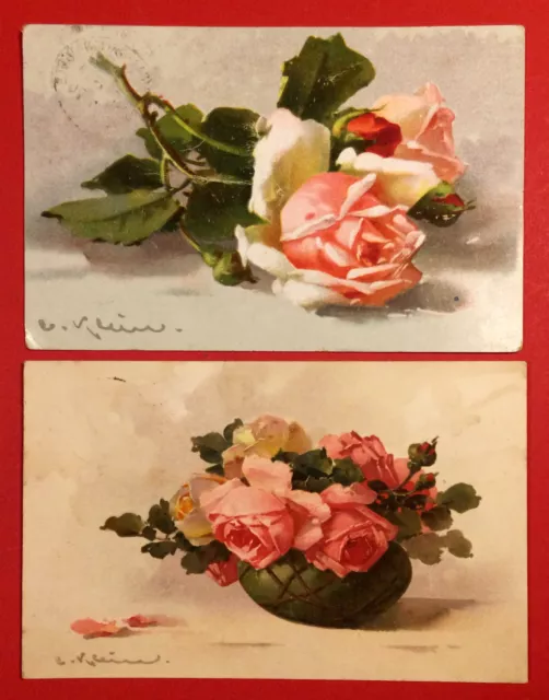 2 x Künstler AK von C. Klein 1921/26 Rose Blume    ( 7978