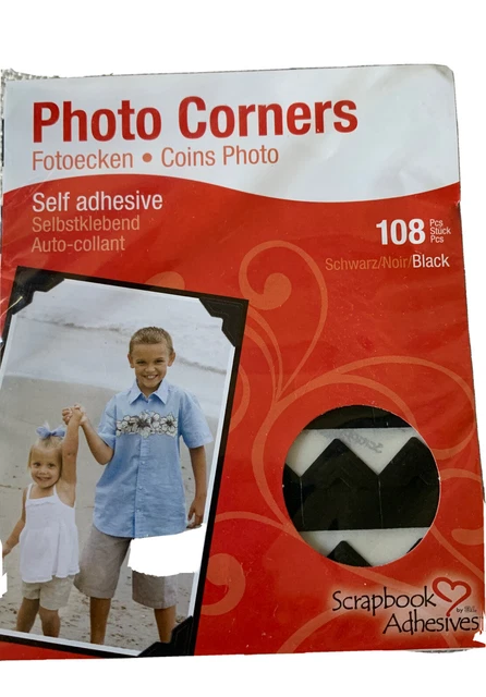 Libro de recortes adhesivos papel esquinas fotoadhesivo autoadhesivo 108 piezas negro no. 01626
