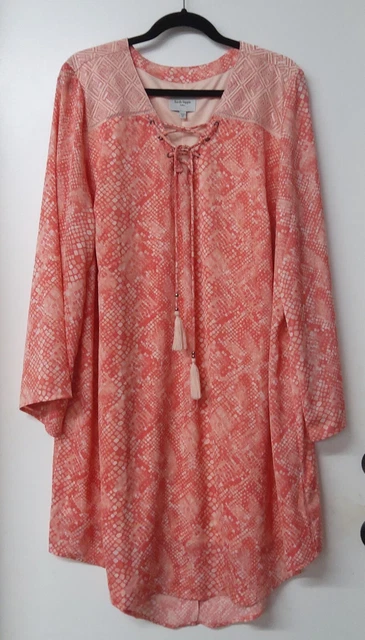 HAUTE HIPPIE Tribe 1X Salmon White Maxi Dress with Lining