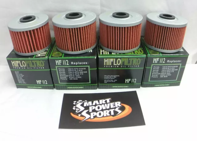 4 Genuine HiFlo HF112 Oil Filter - XR ATC TRX300EX - Preditor 500 - KLX110 2