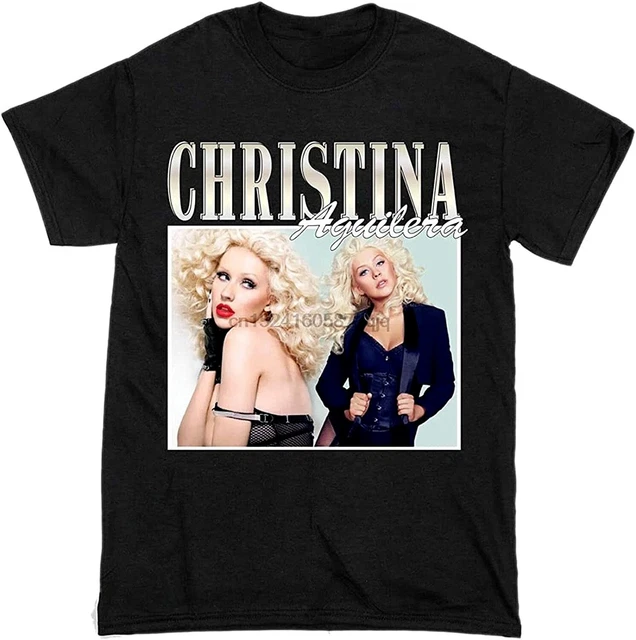 Christina Aguilera T-Shirt Short Sleeve Black Cotton Men Size S to 3XL