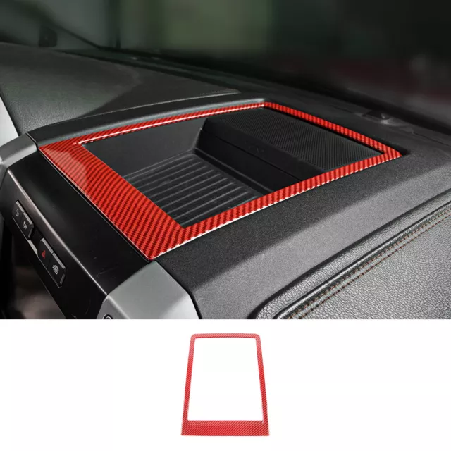 Center Console Storage Box Frame Trim Cover For Ford F150 2015+ Red Carbon Fiber