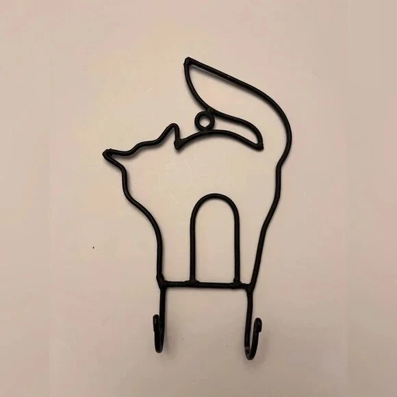 Large Black Cat Pet Metal Wall Hook Hanger Black Iron - Super Cute!