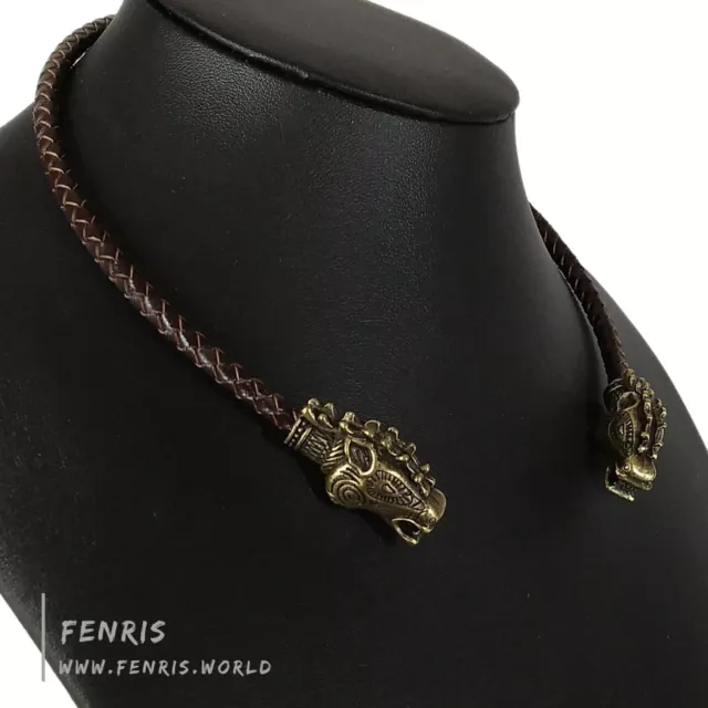 Stag Torc Bronze Brown Leather Norse Viking Celtic Hand Made | Fenris on Ebay