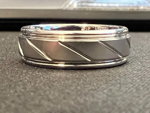 Mens Genuine Tungsten Carbide Triton 7MM Wedding Band Ring Size 9 Diagonal Cut