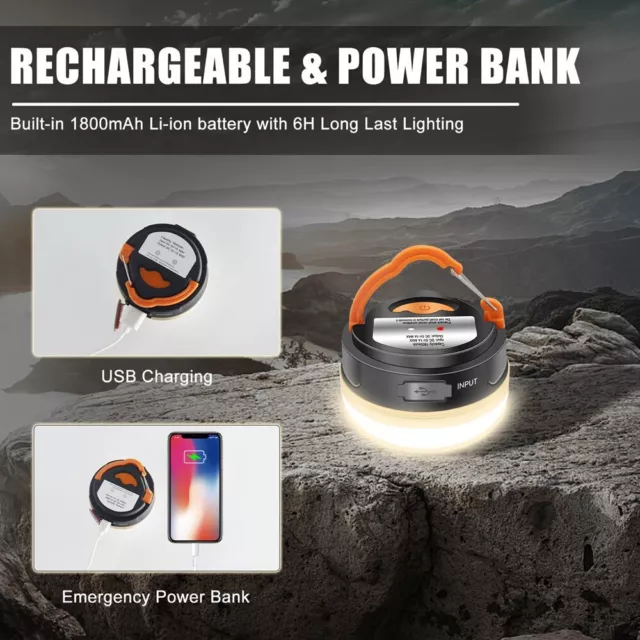 10W LED Camping Laterne Zelte lampe 1800mAh Tragbare  Wandern Nacht Hängen lampe 3