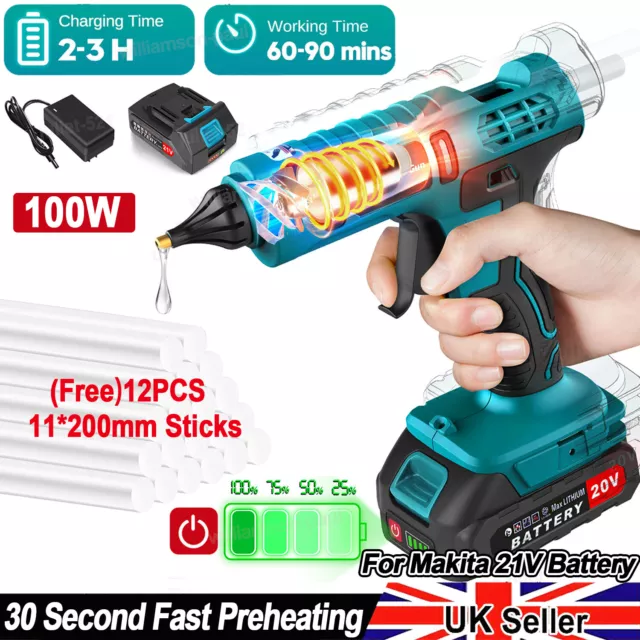 100W Electric Hot Melt Glue Gun for DIY Craft Hobby with 12x Adhesive Glue Stick