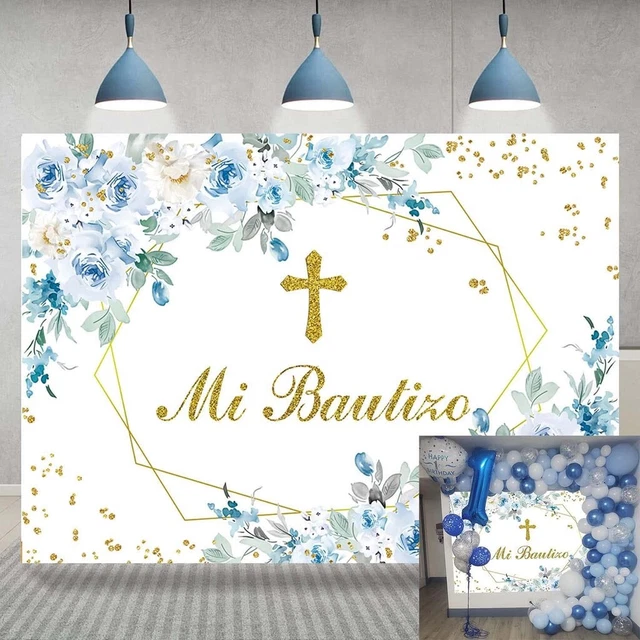 Rosa Taufe-Hintergrund Für Mädchen – Mit Blumen & 'Gott Segne' Schriftzug (2,1 X 1,5 M)