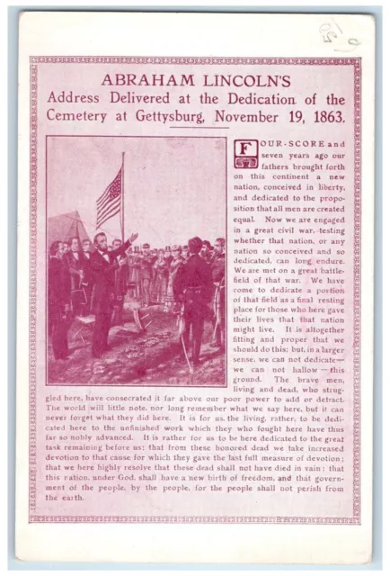 Abraham Lincoln's Dedication Cemetery Gettysburg Pennsylvania PA Postcard