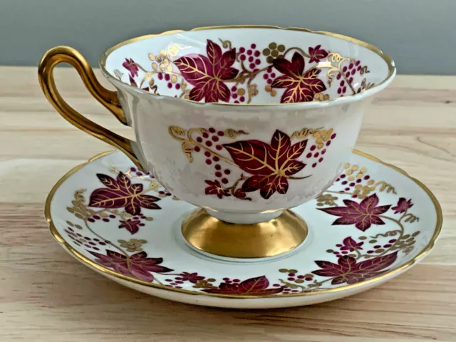 Raro Platillo Taza Shelley GAINSBOROUGH Púrpura Inglaterra DE COLECCIÓN Té Café 13616P