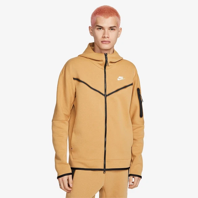 NIKE MENS TECH Fleece Full Zip Hoodie Elemental Gold/Sail UK Size XXL £