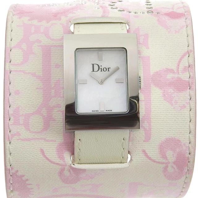 Christian Dior Maris D78-109 Womens Watch Leather Silver Quartz White Shell Dial