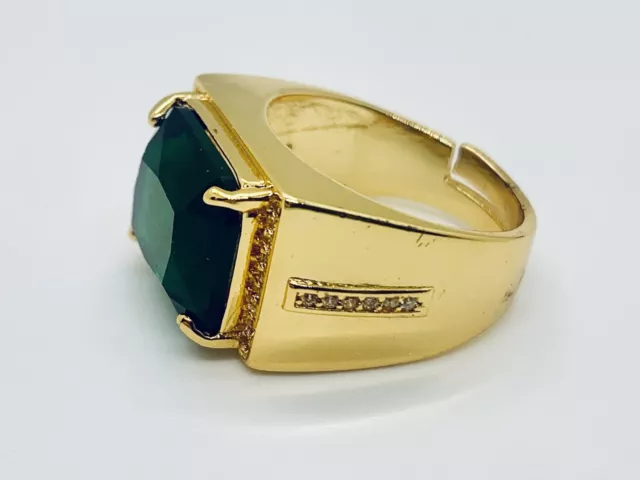 3CT LAB CREATED Green Emerald Men's Size 8 Ring 14K Yellow Gold Plated ...