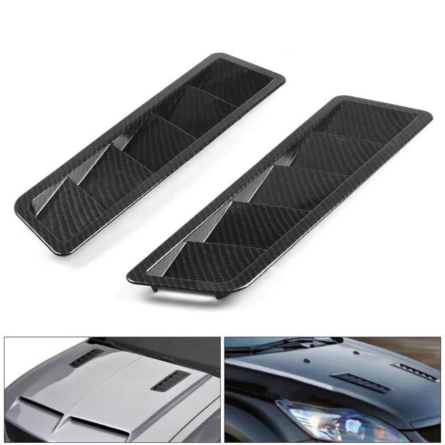 Car Carbon Fiber Hood Vent Louver Cooling Panel Trim Universal 1 Pair