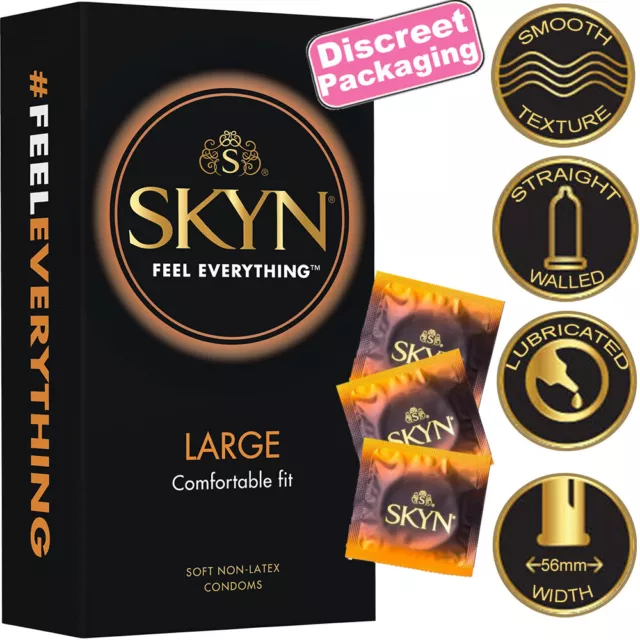 Lifestyles SKYN Large 12-100 CONDOMS PLEASURE 56mm THIN LUBRICATED Sex Non-Latex