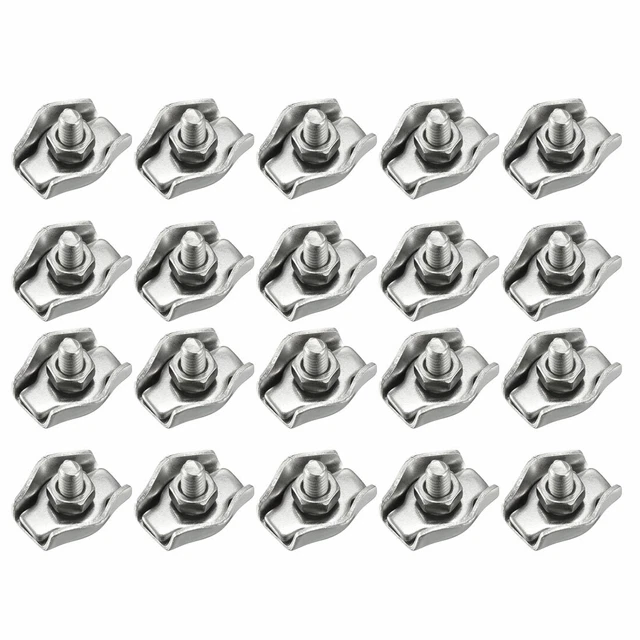 20pcs acier Inox 304 à câble unique Clip serre-câble câble pour 1,5 mm-2mm corde