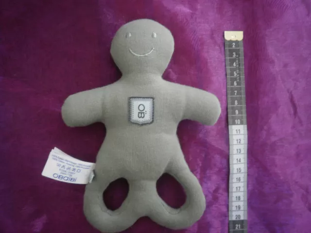 Doudou hochet vert kaki gris  grelot homme  bonhomme OKAIDI OBAIBI