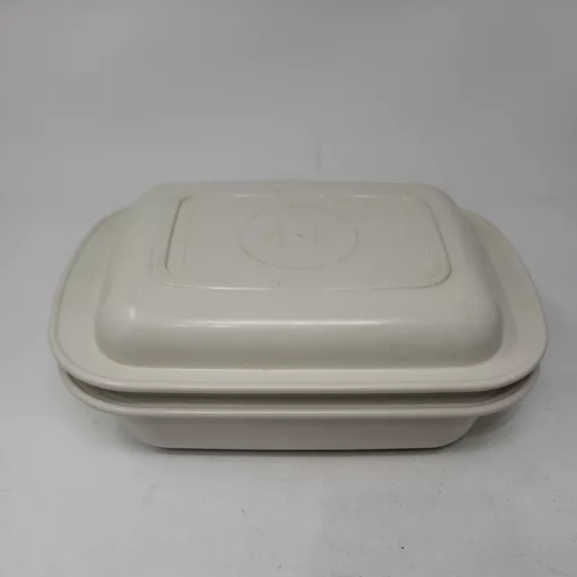 Vintage Tupperware Ultra 21 Microwave Roaster Pans 1761 1762 1.5Qt 3/4 Quart 2pc 2