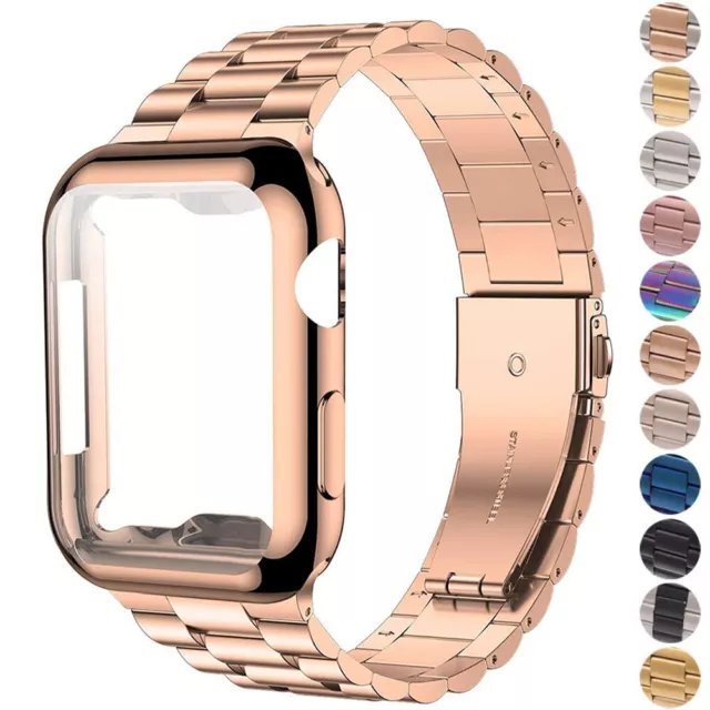 Metal iWatch Strap Band Case For Apple Watch SE 9 8 7 6 5 4 Series 41 45mm 49mm