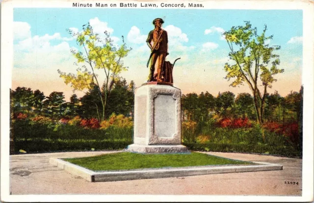 Minute Man Battle Lawn Concord Massachusetts MA WB Postcard UNP VTG Unused