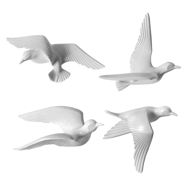 4er Set Kreative 3D Möwen Vögel Wandbehänge Harz DIY Home Wanddekorationen