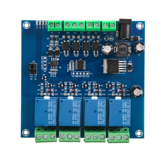 Module de Relais Modbus RTU 4 Voies Module de Relais 7-24V Commutateur RS485/TR6
