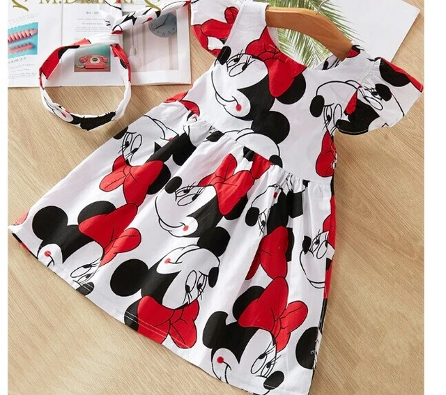 Abito con fascia Bambina 6 mesi-5 anni minnie mouse cotone leggero estate bimba
