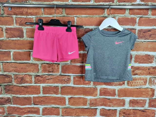 Girls Bundle Age 2-3 Years 100% Nike Dri Fit Short T-Shirt Activewear Sport 98Cm