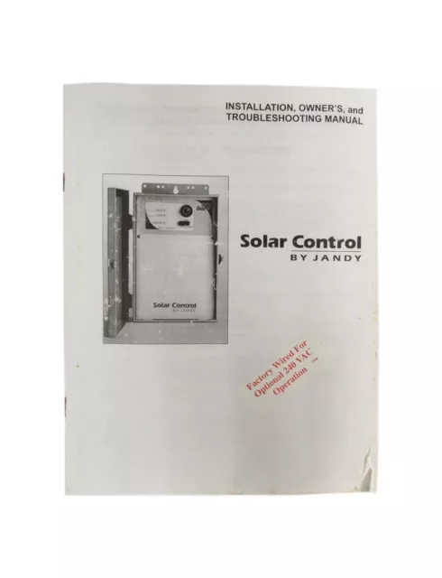 Jandy Teledyne Laars 7504/7400 Solar Control Installation Owners Service Manual