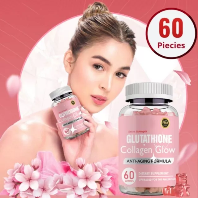 Glutathion Collagène Glow Anti-âge peau blanchissant Gummies 60pcs