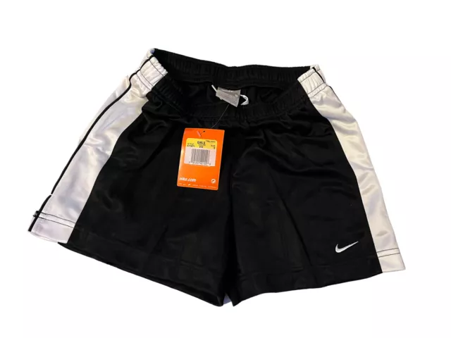 New Vintage 2000s Nike Girls Soccer Black Shorts 471671 Size Small 7-8