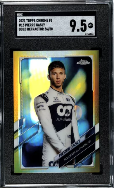 Pierre Gasly 2021 Topps Chrome F1 #13 Gold Refractor /50 SGC 9.5 (POP 1) SP RARE