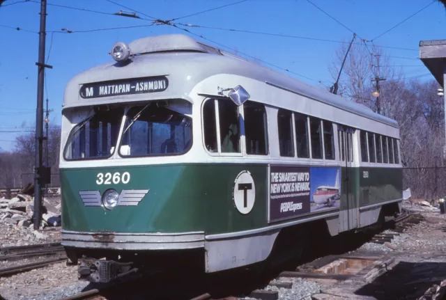 Original Kodak Railroad Slide MBTA Boston PCC Trolley CLEAN #3260