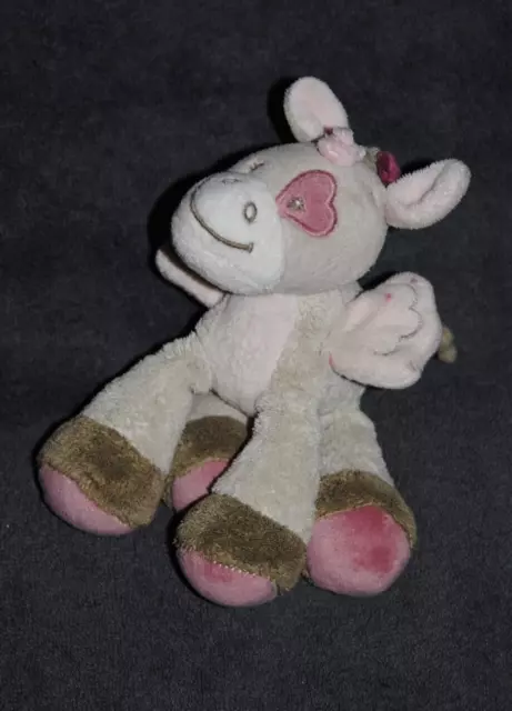 Peluche Doudou Licorne NATTOU Jade  Rose Aile Hochet Grelot 15 Cm TBE Nina Lili