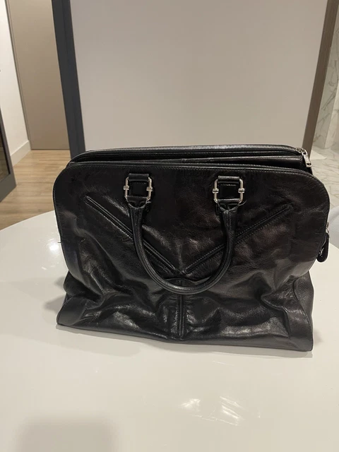 Sac Cartable Femme Vintage En Cuir Multicolore - Marque Hélène Angeli - Occasion Très Bon état