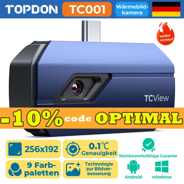 TOPDON TC001 IR Wärmebildkamera 40mk Temperature Optimized 256x192 für Android