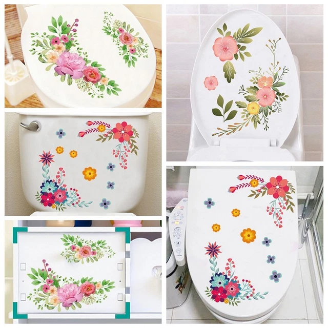Murale da parete Adesivi per toilette floreali Decalcomanie con fiori splendidi