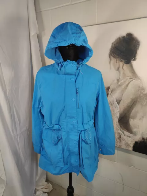 J. Crew Perfect Rain Jacket Sky Blue Zip Front Lightweight Hooded Parka size S