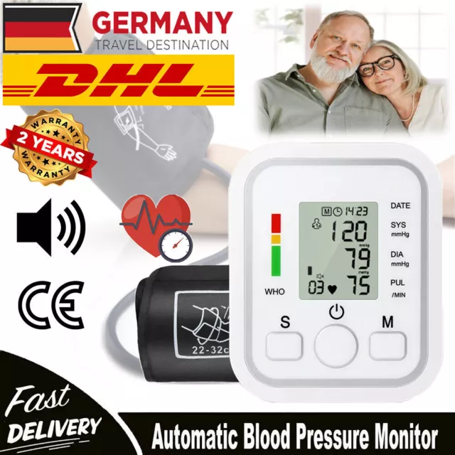 Automatische Digital Oberarm Blutdruckmessgerät Herzfrequenz BP Monitor Maschine