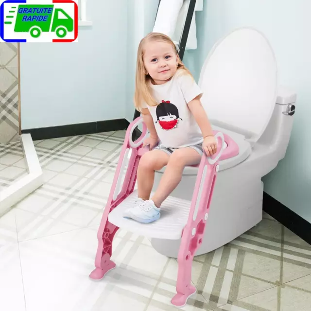 Siège de Toilettes pour Bébé Réglable et Pliable avec Echelle Siège Rembourré Ca 3