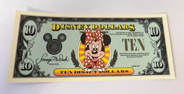 PROOF $10 1990 Minnie Disney Dollars, Uncirculated PROOF $10 1990 Minnie Disney Dollars, Uncirculated