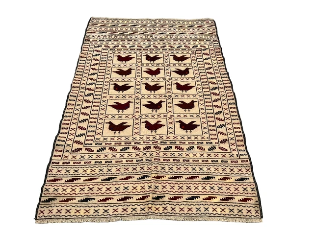 1,2 x 1,8 m tappeto afghano a trama piatta sumak kilim orientale tappeto...