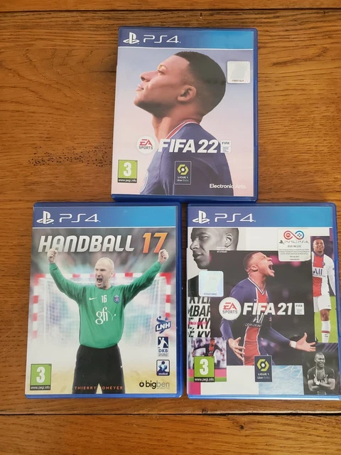 Lot De 3 Jeux PS4 : FIFA 21, FIFA 22 Et HANDBALL 17 (OM, Karabatic, Mbappé) - Très Bon état
