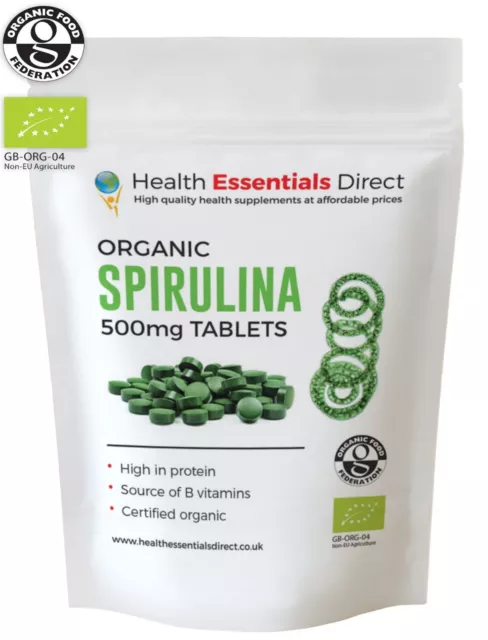 Organic Spirulina 500mg Tablets (Detox, Immune System, Weight Loss, B Vitamins)