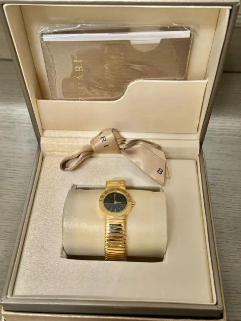 Ladies Bvlgari Bulgari 18K Yellow Gold Tubogas 23mm Quartz Bangle Watch BB 23 2T